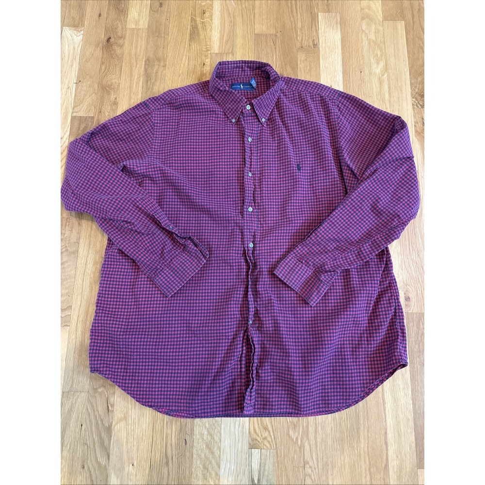 ralph lauren polo red/black flannel long sleeve‎ shirt size XXL
